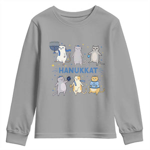 Hanukkat Youth Sweatshirt Funny Cats Hanukkah Festival Of Lights Gift TS12 Sport Gray Print Your Wear