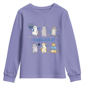 Hanukkat Youth Sweatshirt Funny Cats Hanukkah Festival Of Lights Gift TS12 Violet Print Your Wear