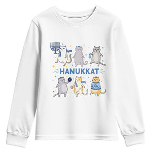 Hanukkat Youth Sweatshirt Funny Cats Hanukkah Festival Of Lights Gift TS12 White Print Your Wear