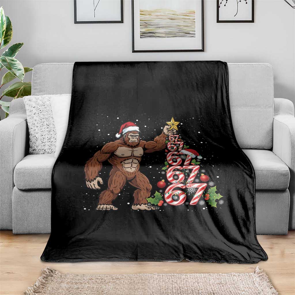 Bigfoot Christmas Tree 67 Throw Blanket Holiday Six Seven Meme Brainrot Gift TS12 Print Your Wear