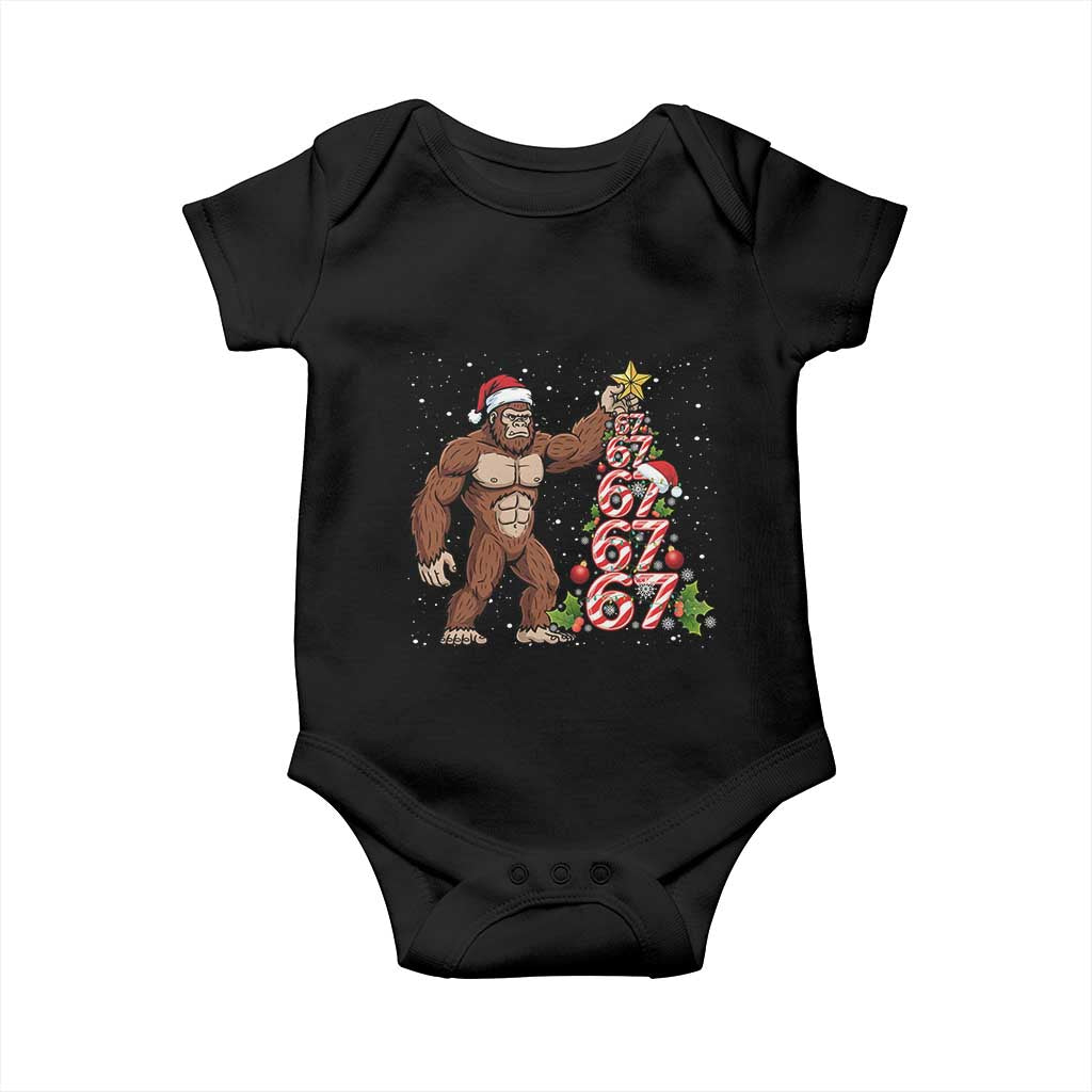 Bigfoot Christmas Tree 67 Baby Onesie Holiday Six Seven Meme Brainrot Gift TS12 Black Print Your Wear