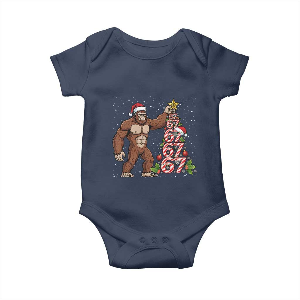 Bigfoot Christmas Tree 67 Baby Onesie Holiday Six Seven Meme Brainrot Gift TS12 Navy Print Your Wear
