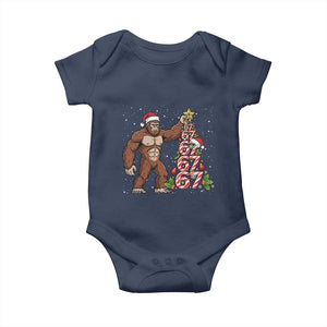 Bigfoot Christmas Tree 67 Baby Onesie Holiday Six Seven Meme Brainrot Gift TS12 Navy Print Your Wear