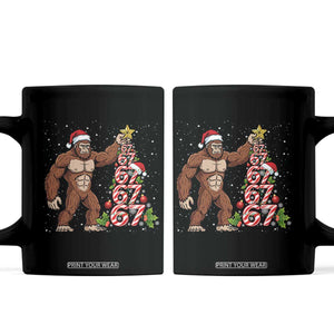 Bigfoot Christmas Tree 67 Coffee Mug Holiday Six Seven Meme Brainrot Gift TS12 Black Print Your Wear