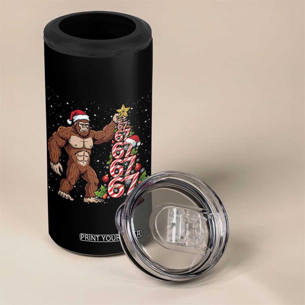 Bigfoot Christmas Tree 67 4 in 1 Can Cooler Tumbler Holiday Six Seven Meme Brainrot Gift TS12 Print Your Wear