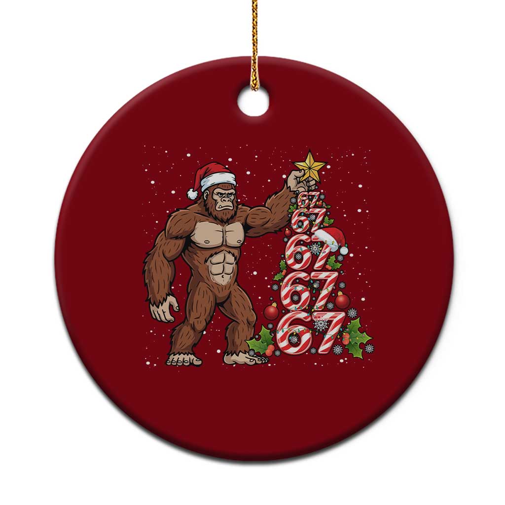 Bigfoot Christmas Tree 67 Ceramic Ornament Holiday Six Seven Meme Brainrot Gift TS12 1pc Red Print Your Wear