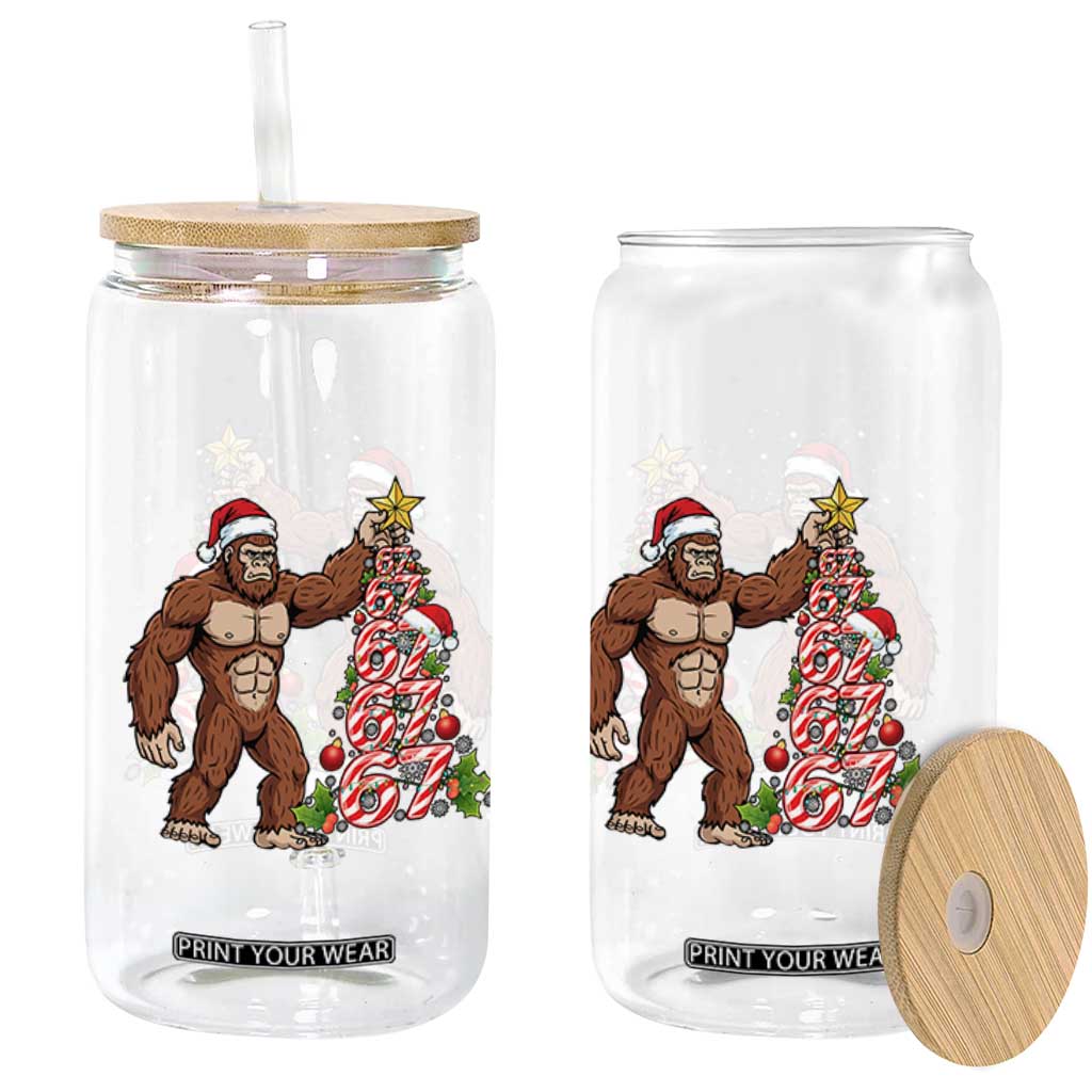 Bigfoot Christmas Tree 67 Glass Can Holiday Six Seven Meme Brainrot Gift TS12 Print Your Wear