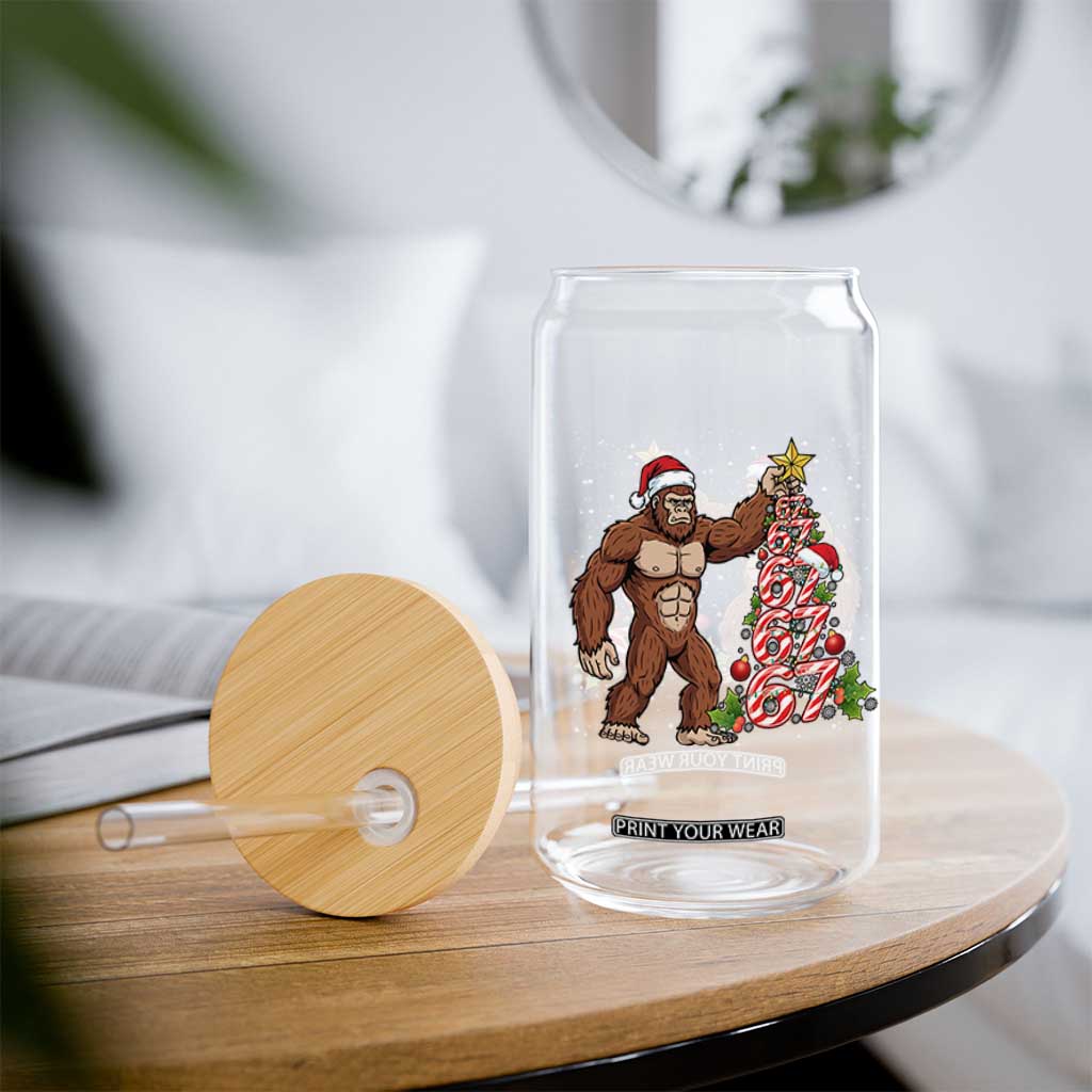 Bigfoot Christmas Tree 67 Glass Can Holiday Six Seven Meme Brainrot Gift TS12 Print Your Wear