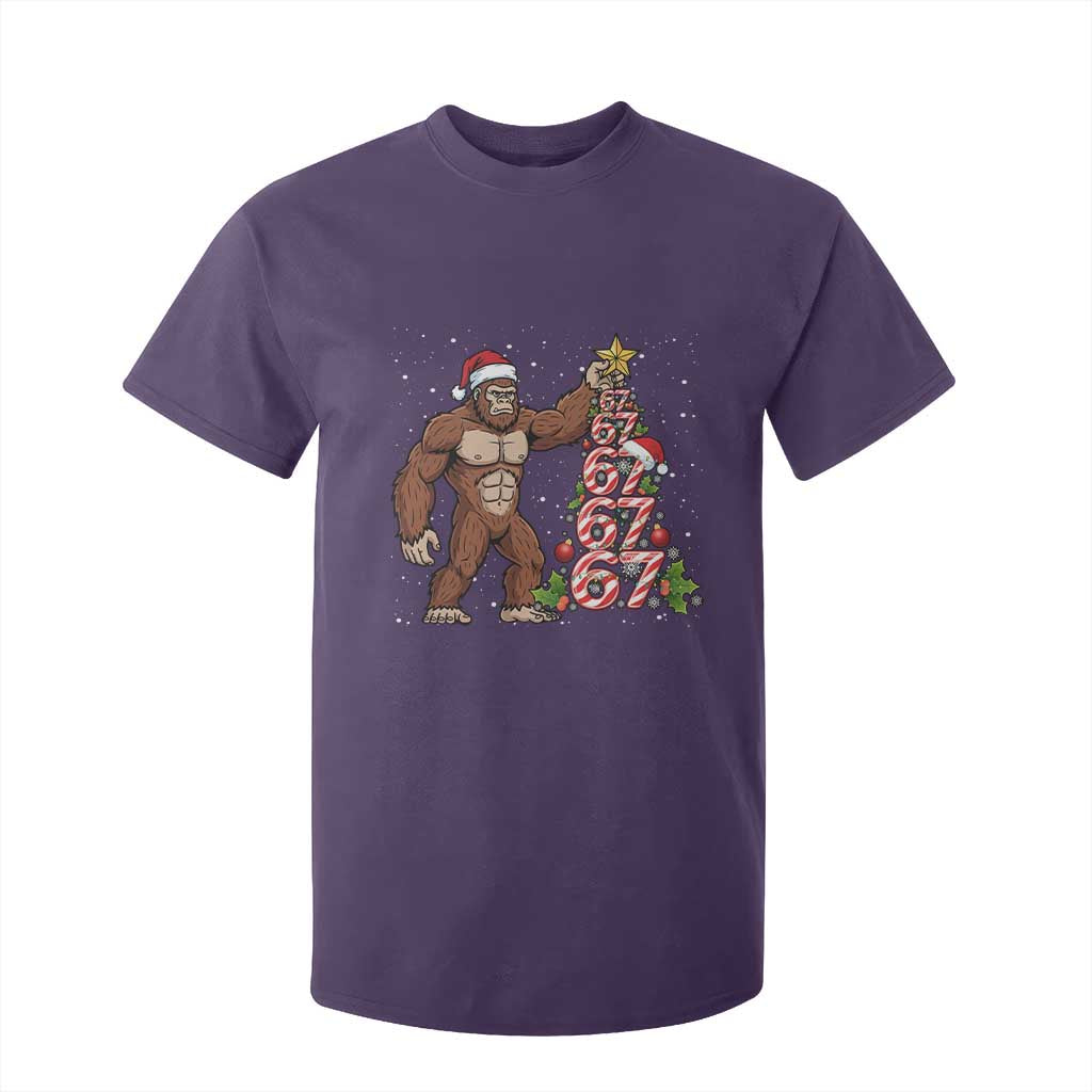 Bigfoot Christmas Tree 67 T Shirt For Kid Holiday Six Seven Meme Brainrot Gift TS12 Purple Print Your Wear