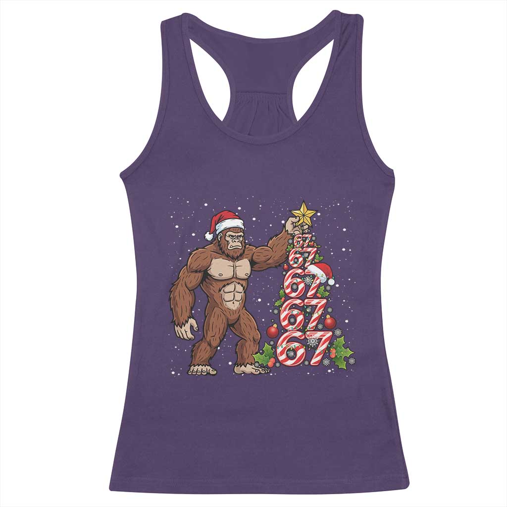 Bigfoot Christmas Tree 67 Racerback Tank Top Holiday Six Seven Meme Brainrot Gift TS12 Purple Print Your Wear