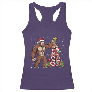 Bigfoot Christmas Tree 67 Racerback Tank Top Holiday Six Seven Meme Brainrot Gift TS12 Purple Print Your Wear
