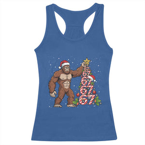 Bigfoot Christmas Tree 67 Racerback Tank Top Holiday Six Seven Meme Brainrot Gift TS12 Royal Blue Print Your Wear