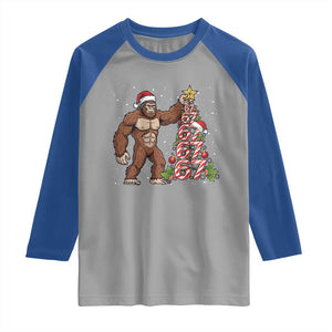 Bigfoot Christmas Tree 67 Raglan Shirt Holiday Six Seven Meme Brainrot Gift TS12 Sport Gray Royal Print Your Wear