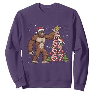 Bigfoot Christmas Tree 67 Sweatshirt Holiday Six Seven Meme Brainrot Gift TS12 Purple Print Your Wear