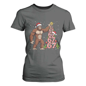Bigfoot Christmas Tree 67 T Shirt For Women Holiday Six Seven Meme Brainrot Gift TS12 Dark Heather Print Your Wear