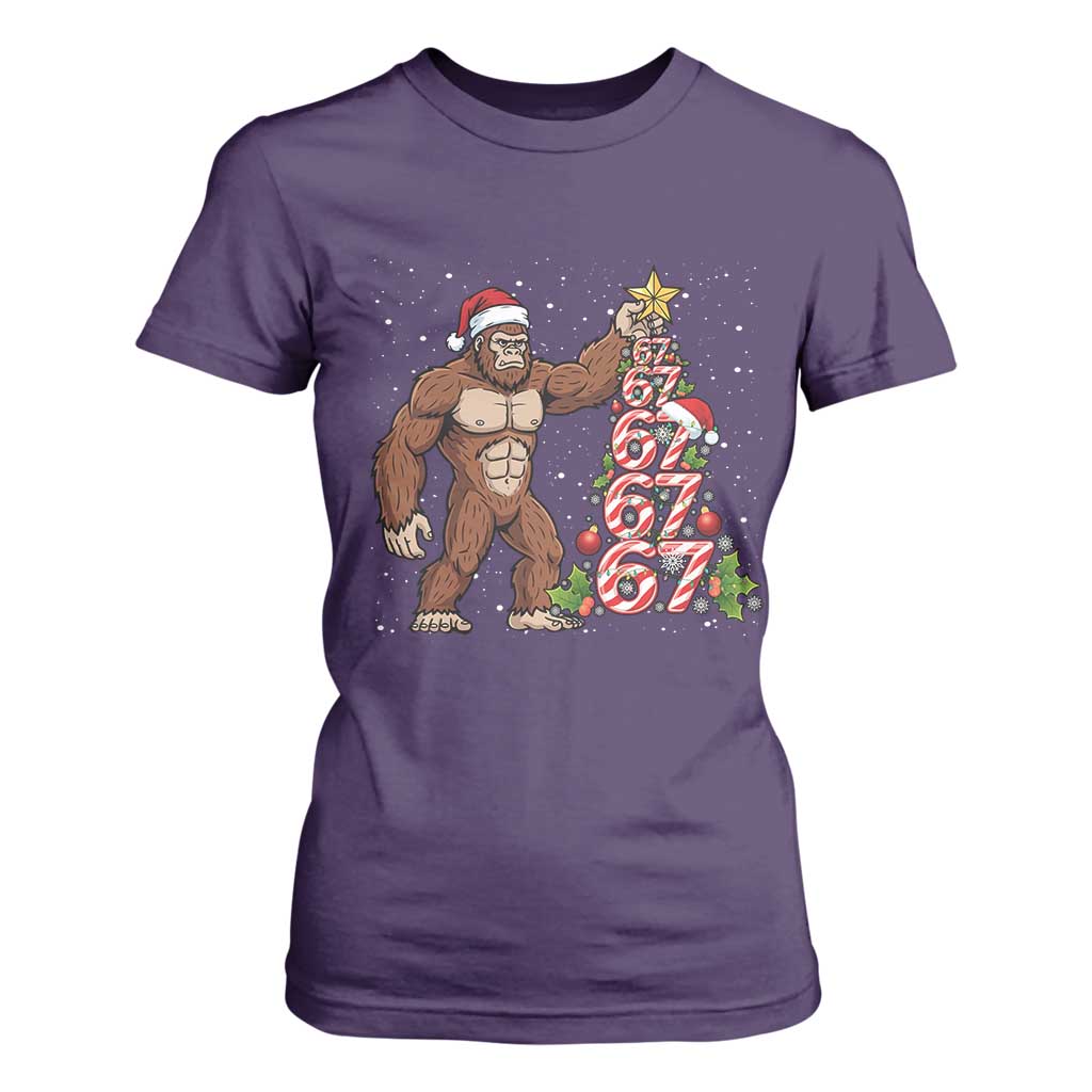 Bigfoot Christmas Tree 67 T Shirt For Women Holiday Six Seven Meme Brainrot Gift TS12 Purple Print Your Wear
