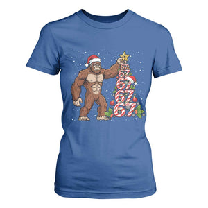 Bigfoot Christmas Tree 67 T Shirt For Women Holiday Six Seven Meme Brainrot Gift TS12 Royal Blue Print Your Wear