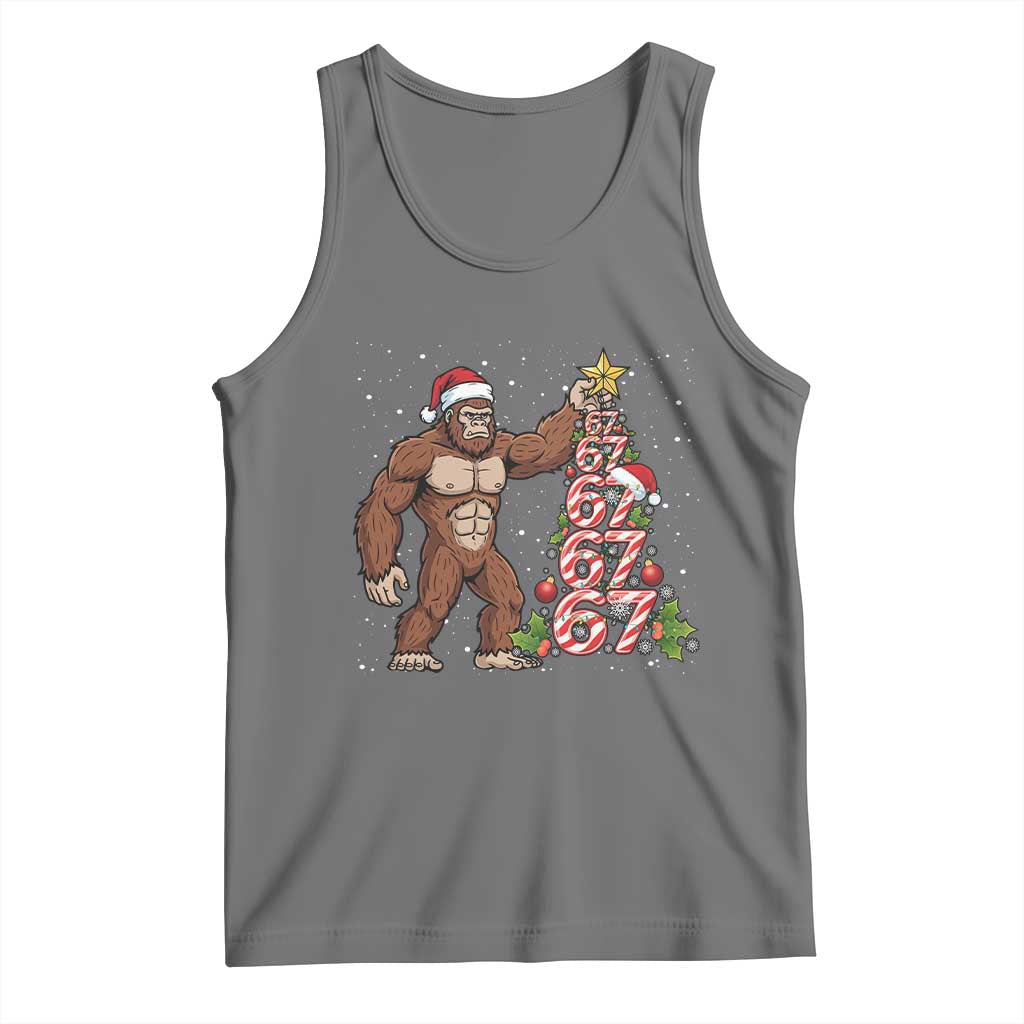 Bigfoot Christmas Tree 67 Tank Top Holiday Six Seven Meme Brainrot Gift TS12 Black Heather Print Your Wear
