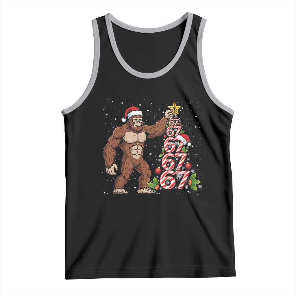 Bigfoot Christmas Tree 67 Tank Top Holiday Six Seven Meme Brainrot Gift TS12 Black Athletic Heather Print Your Wear