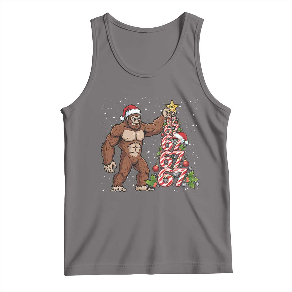 Bigfoot Christmas Tree 67 Tank Top Holiday Six Seven Meme Brainrot Gift TS12 Deep Heather Print Your Wear
