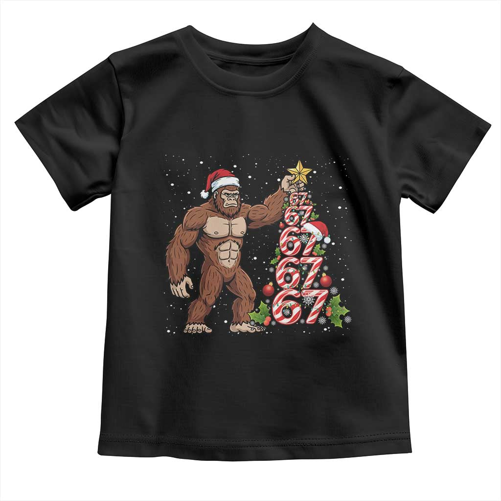 Bigfoot Christmas Tree 67 Toddler T Shirt Holiday Six Seven Meme Brainrot Gift TS12 Black Print Your Wear
