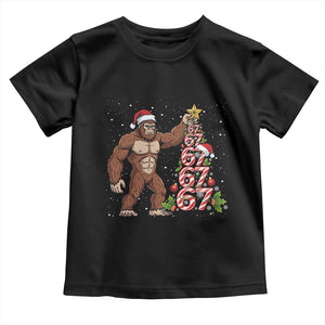 Bigfoot Christmas Tree 67 Toddler T Shirt Holiday Six Seven Meme Brainrot Gift TS12 Black Print Your Wear