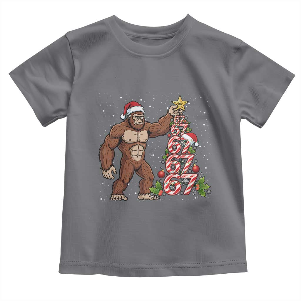 Bigfoot Christmas Tree 67 Toddler T Shirt Holiday Six Seven Meme Brainrot Gift TS12 Charcoal Print Your Wear