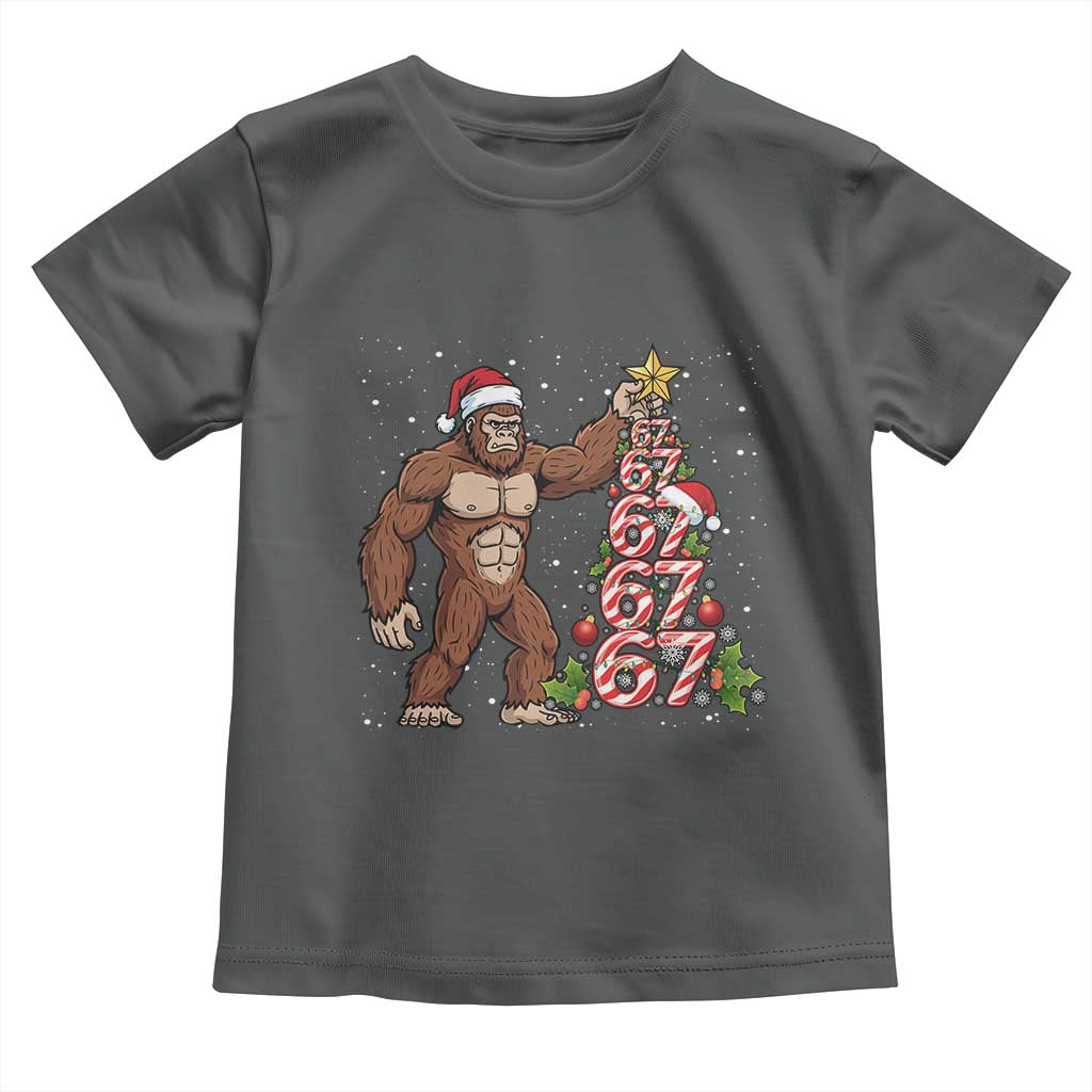 Bigfoot Christmas Tree 67 Toddler T Shirt Holiday Six Seven Meme Brainrot Gift TS12 Dark Heather Print Your Wear