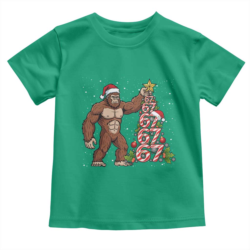 Bigfoot Christmas Tree 67 Toddler T Shirt Holiday Six Seven Meme Brainrot Gift TS12 Irish Green Print Your Wear
