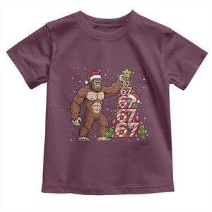 Bigfoot Christmas Tree 67 Toddler T Shirt Holiday Six Seven Meme Brainrot Gift TS12 Maroon Print Your Wear