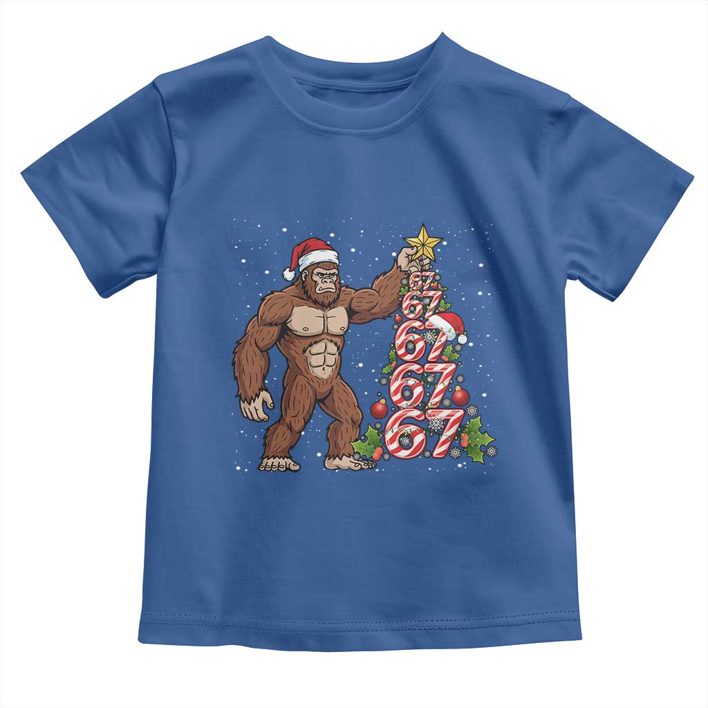 Bigfoot Christmas Tree 67 Toddler T Shirt Holiday Six Seven Meme Brainrot Gift TS12 Royal Blue Print Your Wear