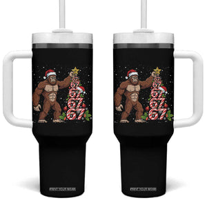 Bigfoot Christmas Tree 67 Tumbler With Handle Holiday Six Seven Meme Brainrot Gift TS12 One Size: 40 oz Black Print Your Wear