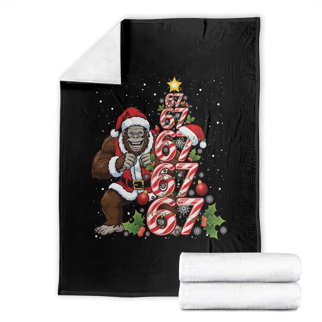 Trending Six Seven Meme Bigfoot Christmas Tree Throw Blanket Holiday Gift TS12 Black Print Your Wear