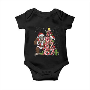 Trending Six Seven Meme Bigfoot Christmas Tree Baby Onesie Holiday Gift TS12 Black Print Your Wear