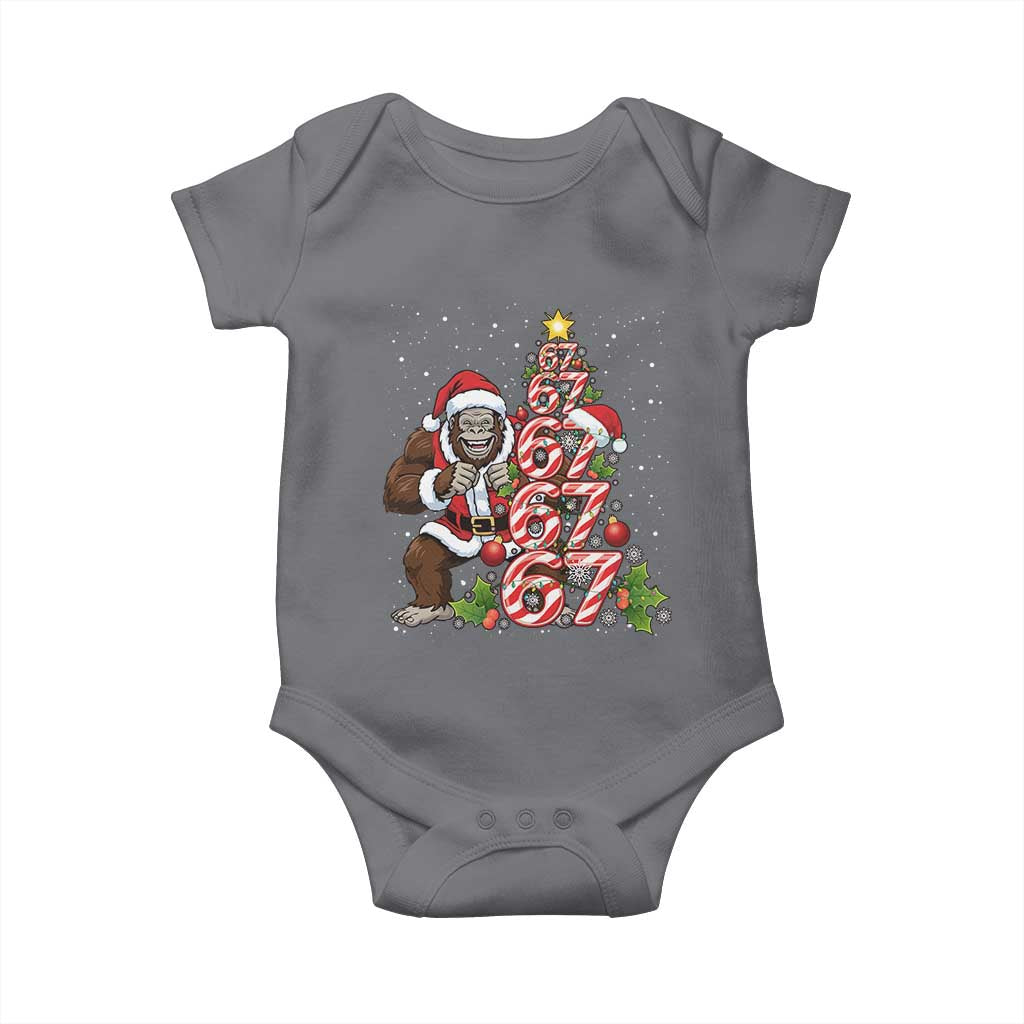 Trending Six Seven Meme Bigfoot Christmas Tree Baby Onesie Holiday Gift TS12 Charcoal Print Your Wear