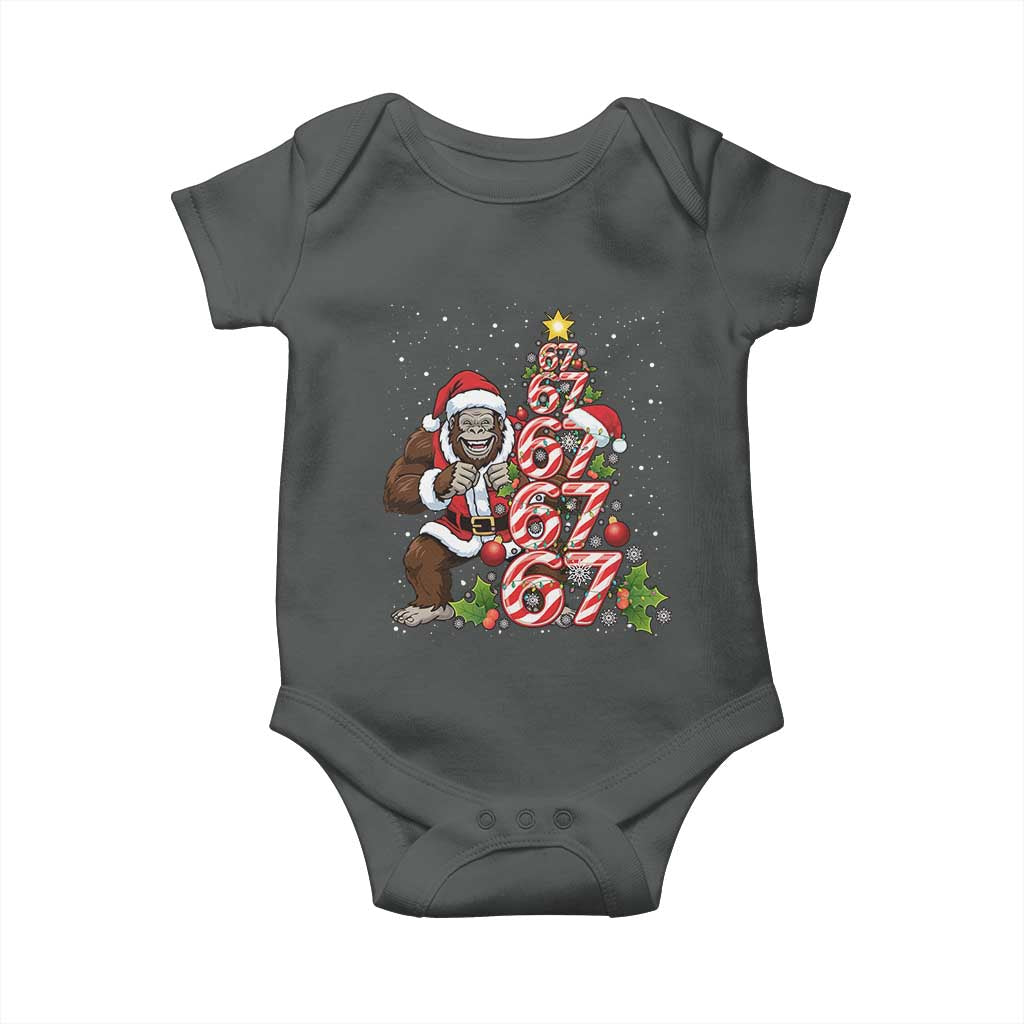 Trending Six Seven Meme Bigfoot Christmas Tree Baby Onesie Holiday Gift TS12 Dark Heather Print Your Wear