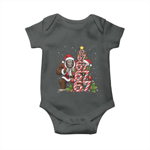 Trending Six Seven Meme Bigfoot Christmas Tree Baby Onesie Holiday Gift TS12 Dark Heather Print Your Wear