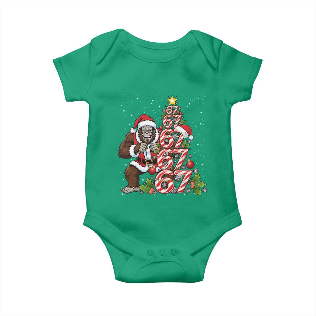 Trending Six Seven Meme Bigfoot Christmas Tree Baby Onesie Holiday Gift TS12 Irish Green Print Your Wear
