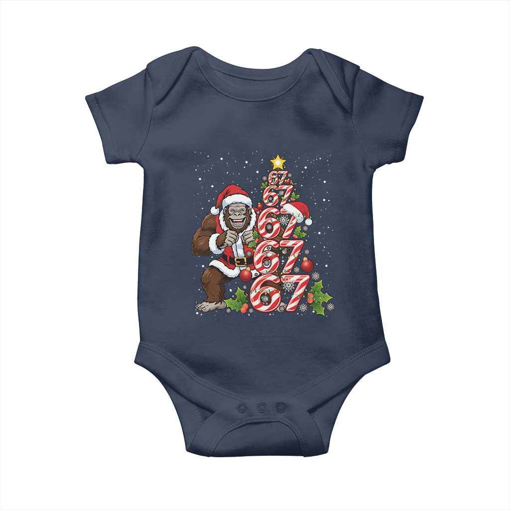 Trending Six Seven Meme Bigfoot Christmas Tree Baby Onesie Holiday Gift TS12 Navy Print Your Wear