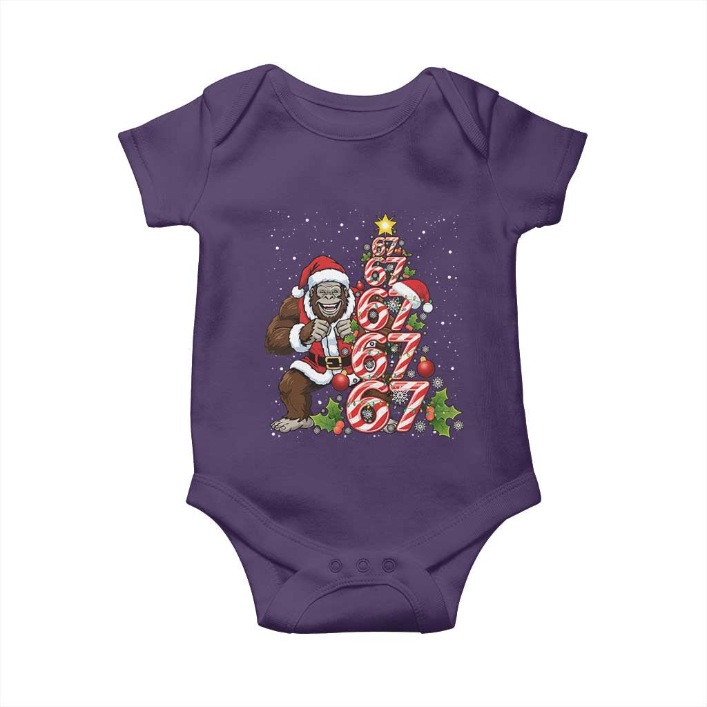 Trending Six Seven Meme Bigfoot Christmas Tree Baby Onesie Holiday Gift TS12 Purple Print Your Wear