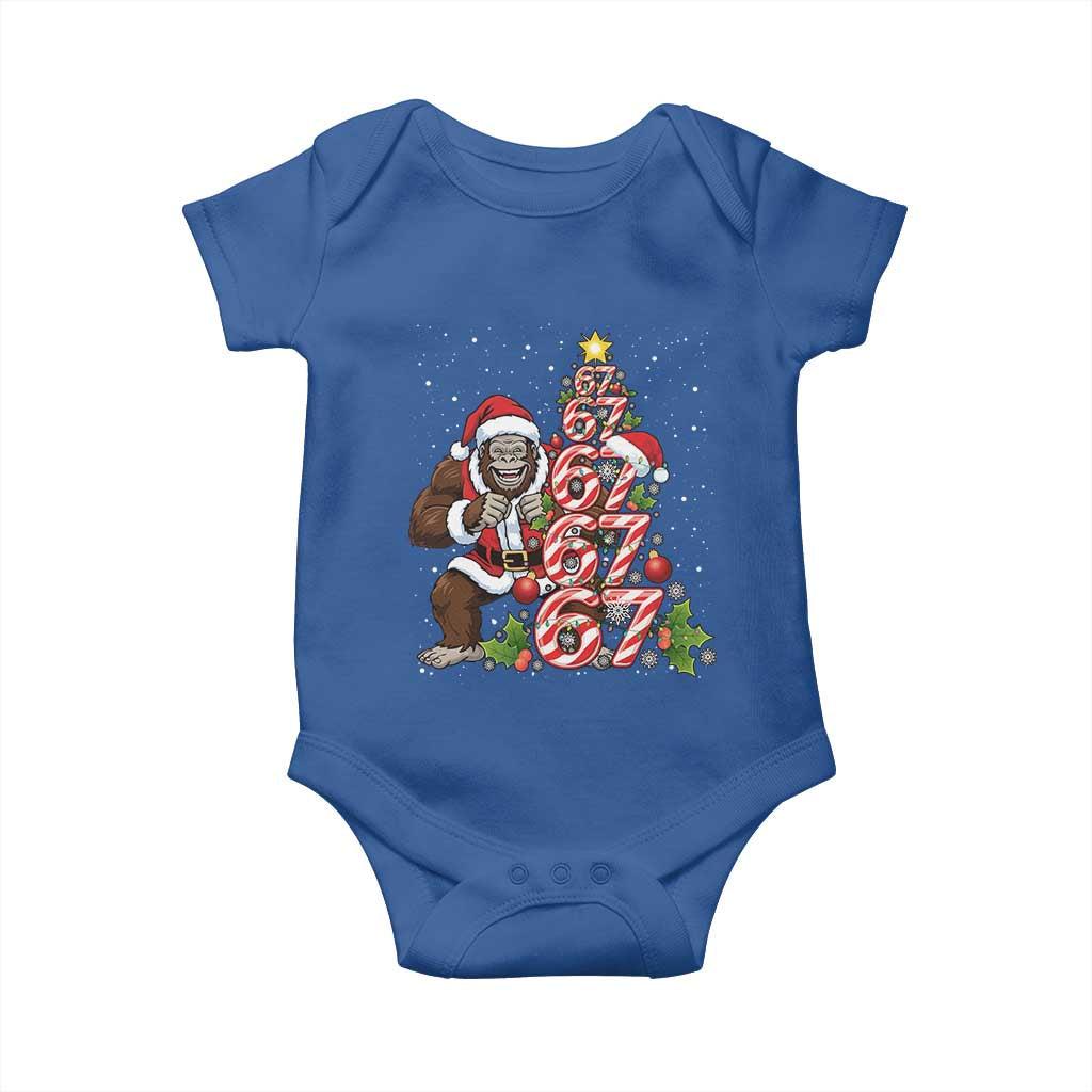 Trending Six Seven Meme Bigfoot Christmas Tree Baby Onesie Holiday Gift TS12 Royal Blue Print Your Wear