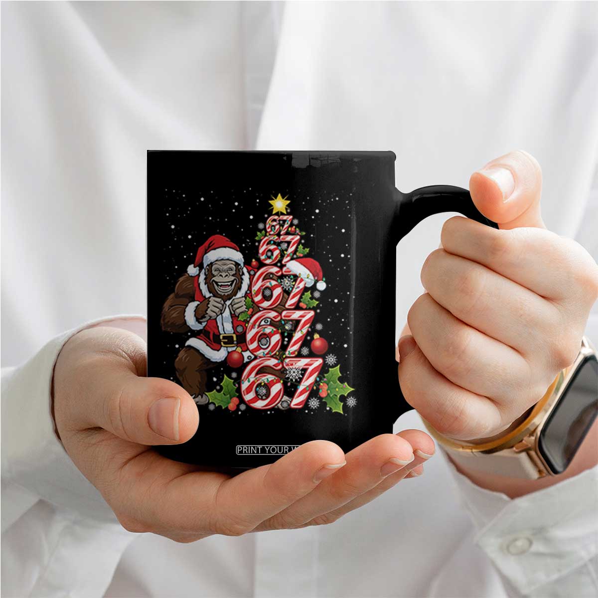 Trending Six Seven Meme Bigfoot Christmas Tree Coffee Mug Holiday Gift TS12 Print Your Wear