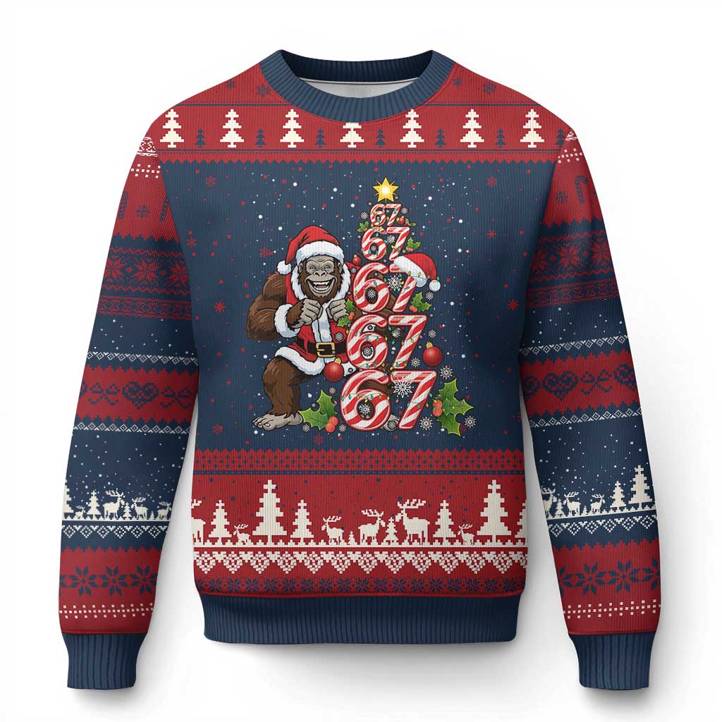 Trending Six Seven Meme Bigfoot Xmas Tree Ugly Christmas Sweater Holiday Gift TS12 Navy Red Print Your Wear