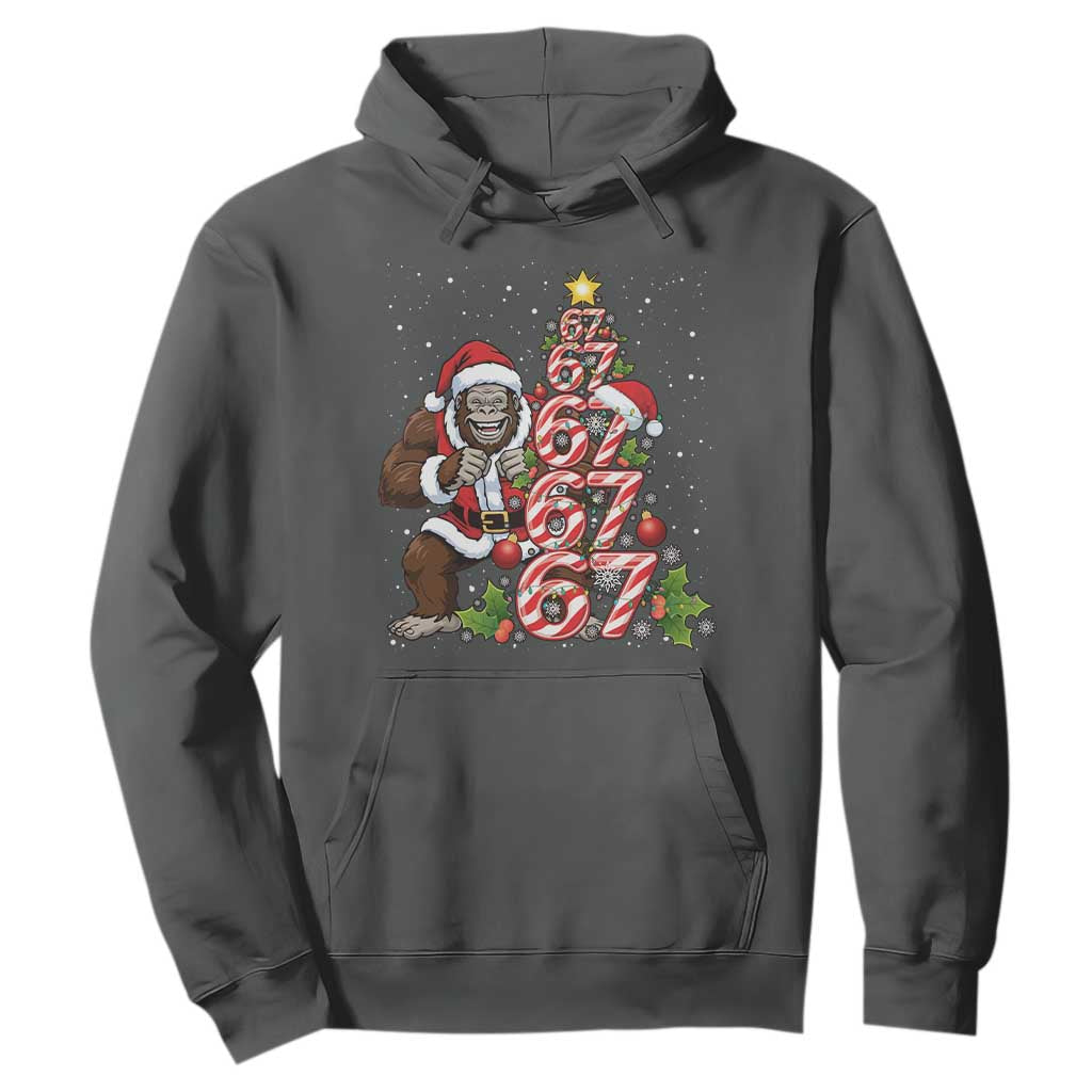 Trending Six Seven Meme Bigfoot Christmas Tree Hoodie Holiday Gift TS12 Dark Heather Print Your Wear