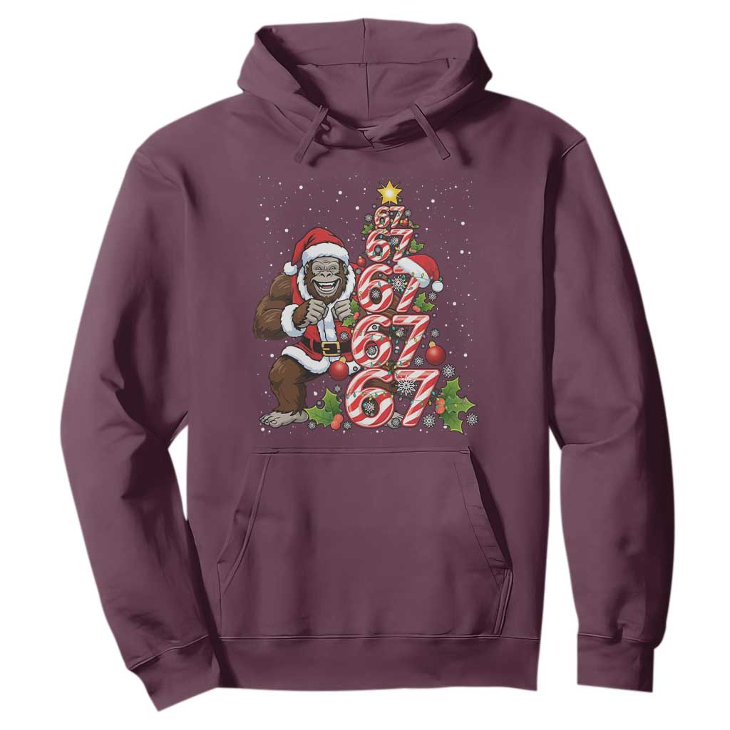 Trending Six Seven Meme Bigfoot Christmas Tree Hoodie Holiday Gift TS12 Maroon Print Your Wear