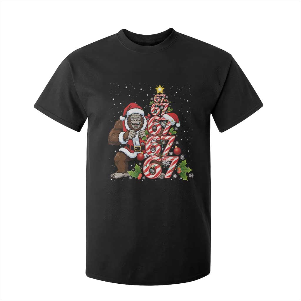 Trending Six Seven Meme Bigfoot Christmas Tree T Shirt For Kid Holiday Gift TS12 Black Print Your Wear