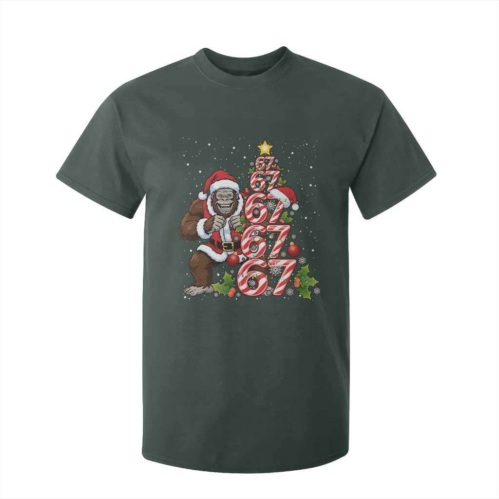 Trending Six Seven Meme Bigfoot Christmas Tree T Shirt For Kid Holiday Gift TS12 Dark Forest Green Print Your Wear