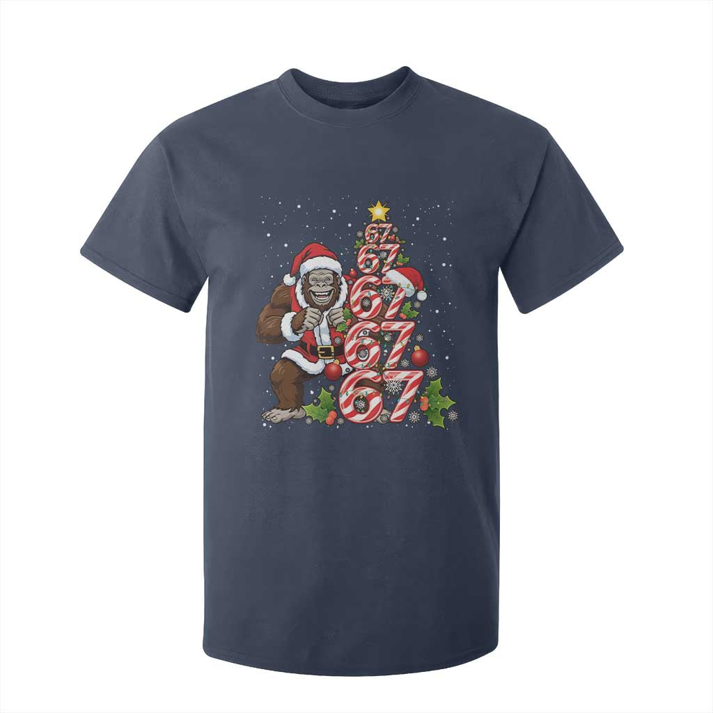 Trending Six Seven Meme Bigfoot Christmas Tree T Shirt For Kid Holiday Gift TS12 Navy Print Your Wear