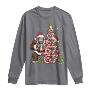 Trending Six Seven Meme Bigfoot Christmas Tree Long Sleeve Shirt Holiday Gift TS12 Charcoal Print Your Wear