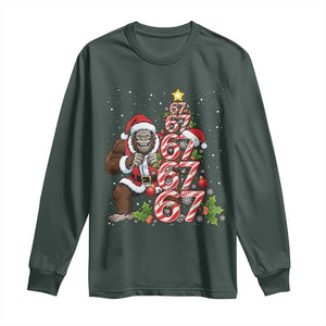 Trending Six Seven Meme Bigfoot Christmas Tree Long Sleeve Shirt Holiday Gift TS12 Dark Forest Green Print Your Wear